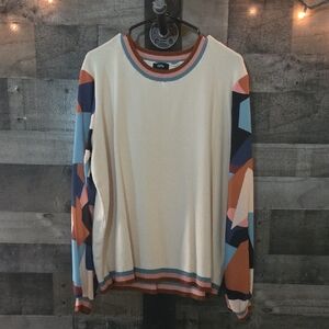 Fate Cream and Multicolor Crewneck Sweater w/light Sleeves Sz 3x